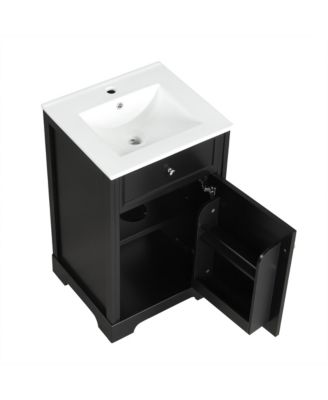 20" Bathroom Vanity Cabinet With Sink, Soft-Close Door, Storage Rack, and Adjustable Shelf
