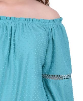 Petite Off The Shoulder Long Sleeve Top