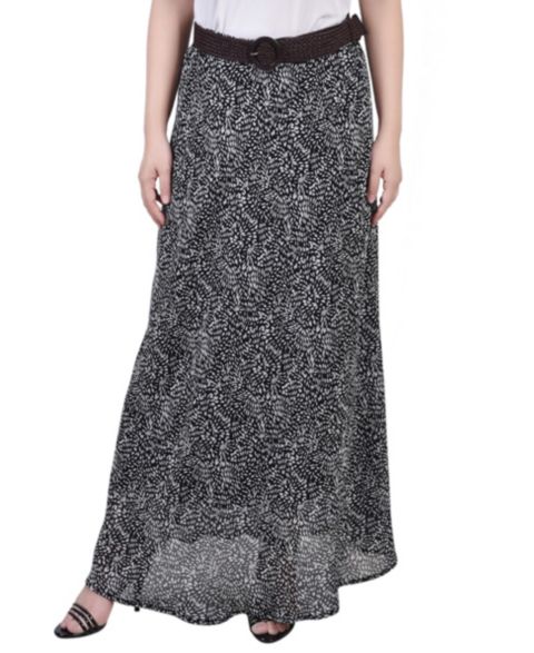 Женская шифоновая юбка-макси NY Collection для невысоких, цвет: Чёрный белый