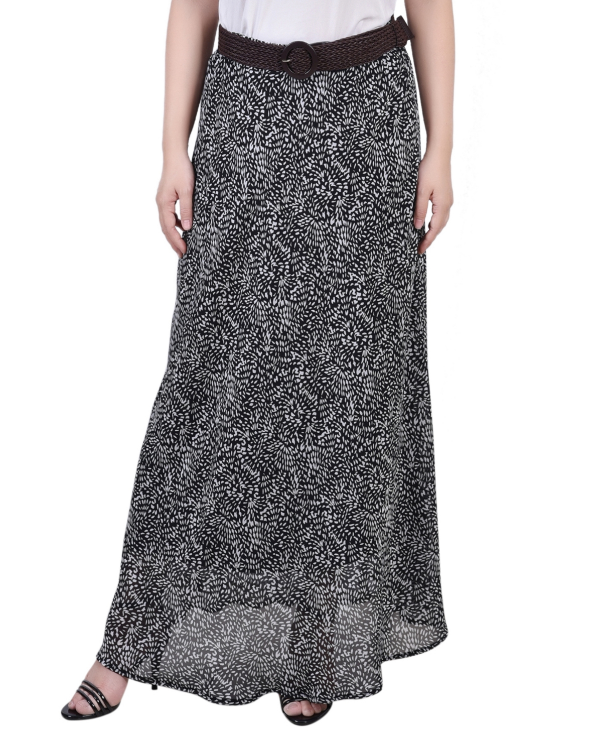 Ny Collection Petite Chiffon Maxi Skirt In Gray