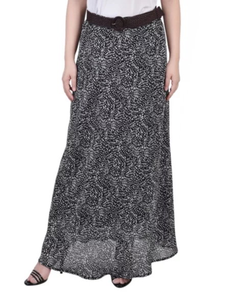 Petite Chiffon Maxi Skirt - Black White Sparkle