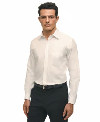 Men's Regular Fit Non-Iron Spread Collar Solid Pinpoint Dress Shirt