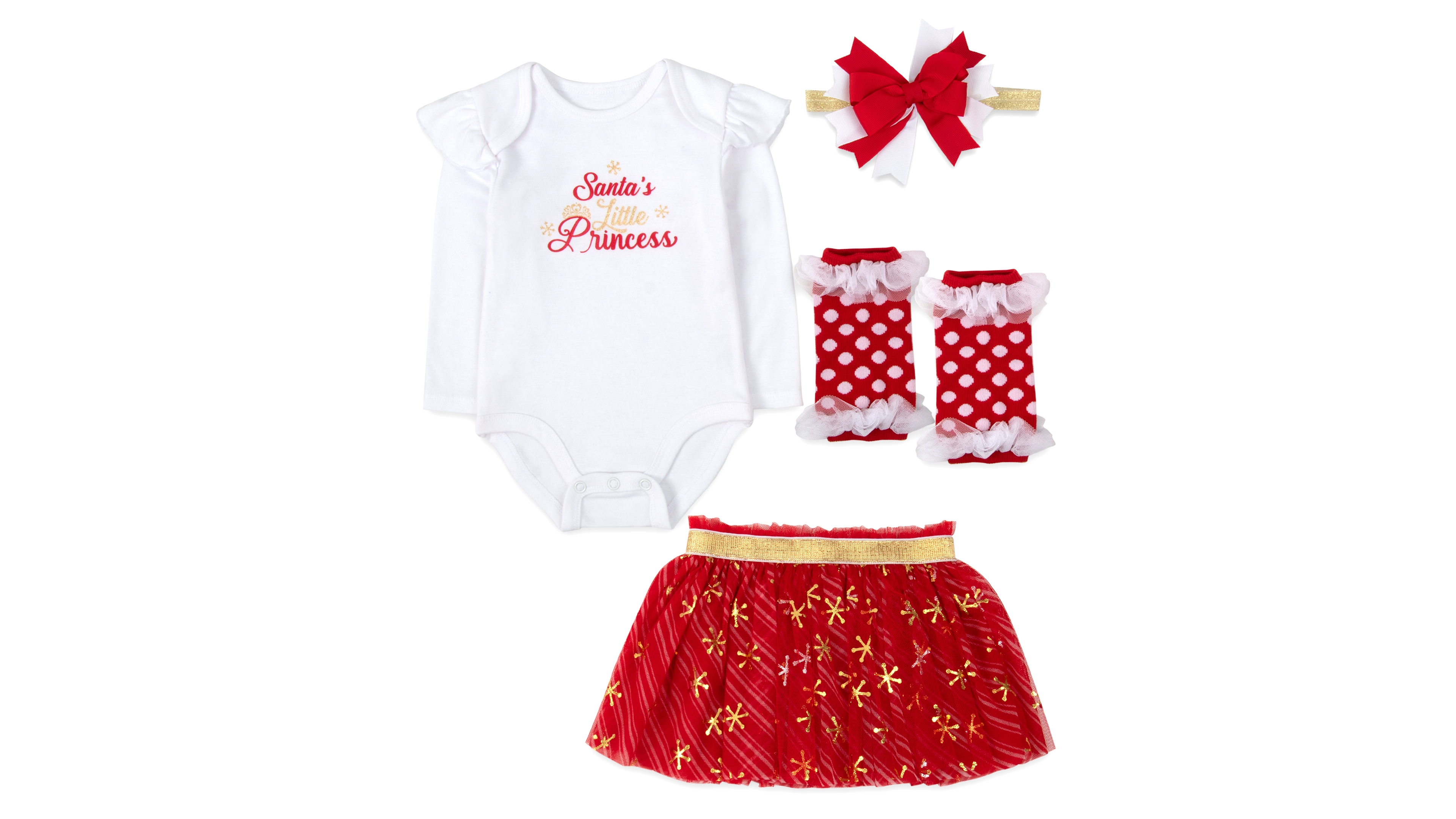 Baby Essentials Girls 4-Piece Santa's Little Princess Set