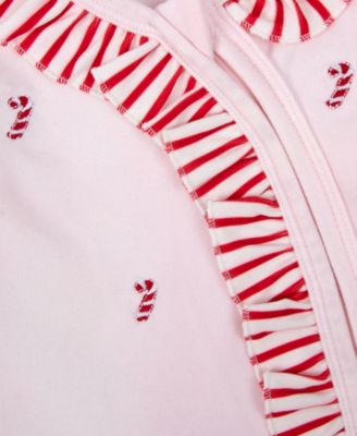 Baby Girls' All Over Candy Cane Footie with Headband, 2-Piece Set