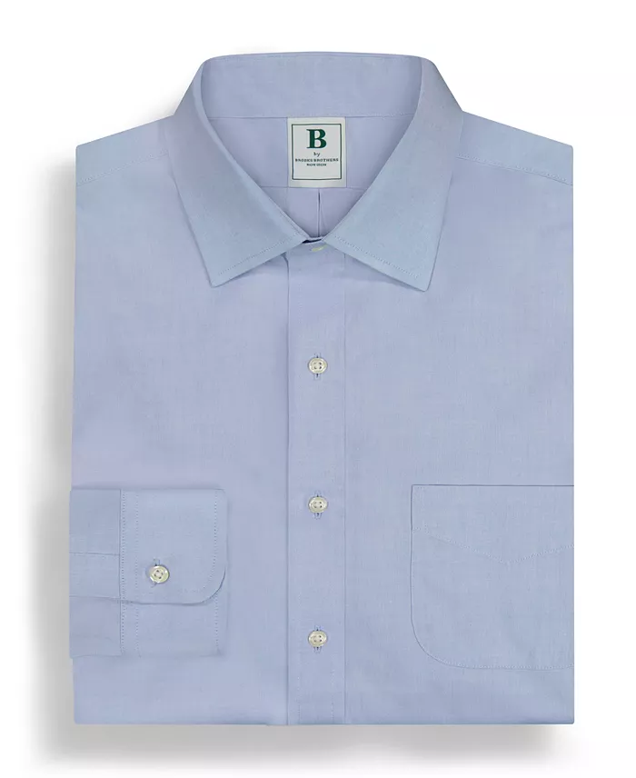Men's Regular Fit Non-Iron Spread Collar Solid Pinpoint Dress Shirt - thumbnail 4
