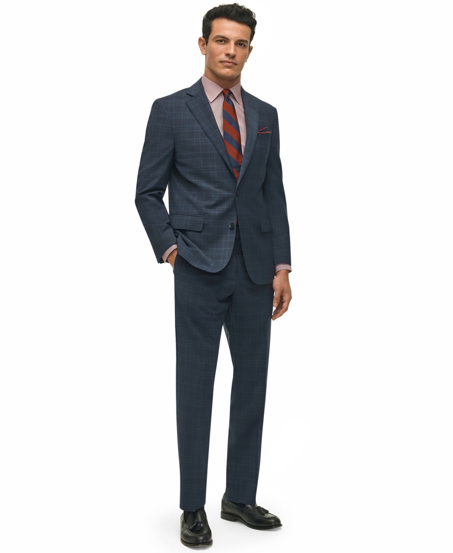 Мужской пиджак Brooks Brothers Classic-Fit Stretch Wool Blend Suit, цвет: Тёмно-синий клетчатый — фото 4