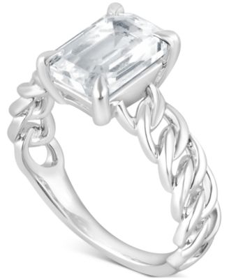 Badgley Mischka - Certified Lab Grown Diamond Emerald-Cut Chain Link Solitaire Engagement Ring (3 ct. t.w.) in 14k Gold