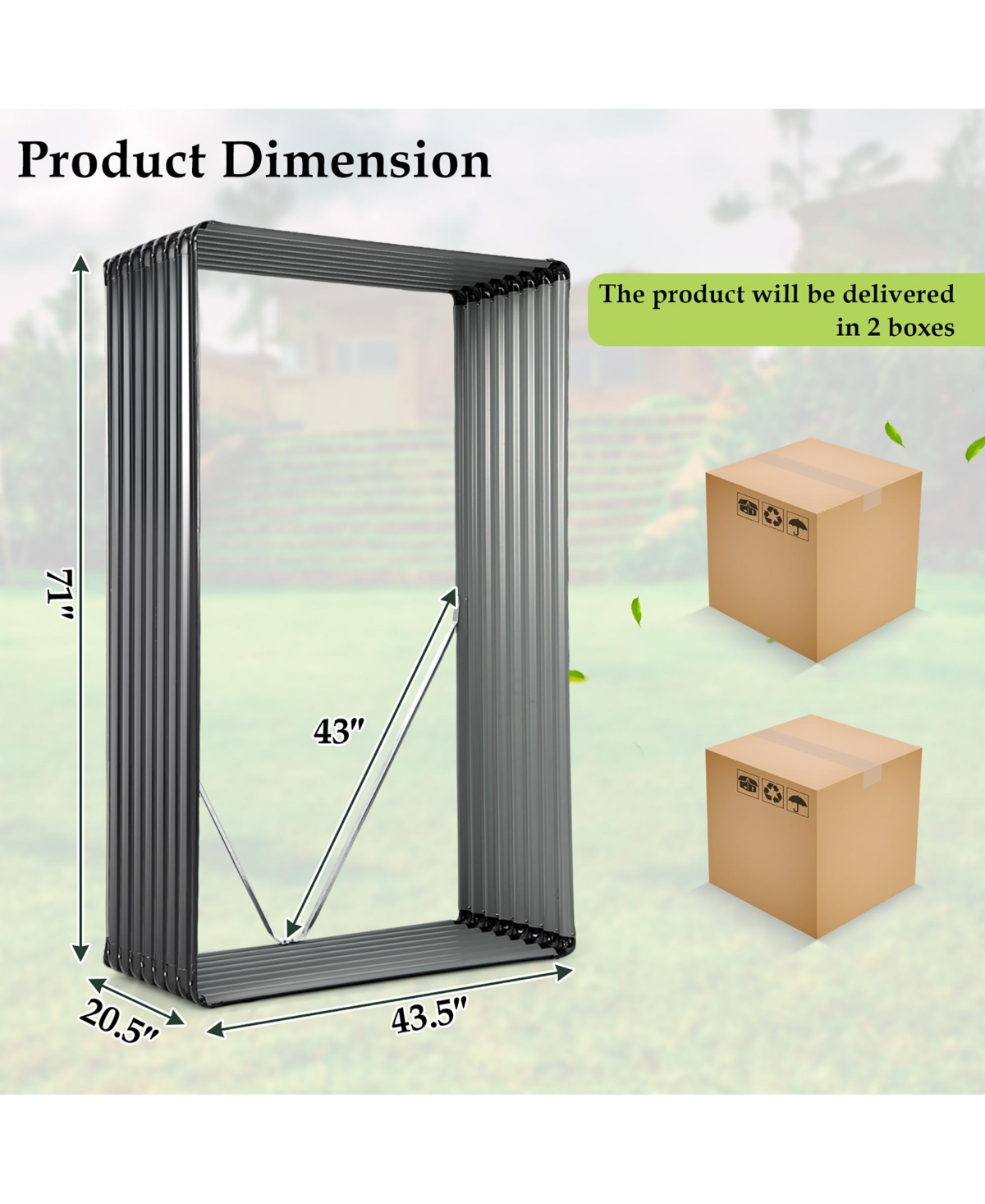 Costway Galvanized Raised Garden Bed Outdoor Planter Box Firewood Rack Log Holder