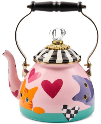 MacKenzie-Childs - Cat Love Enameled Steel 2-Quart Tea Kettle