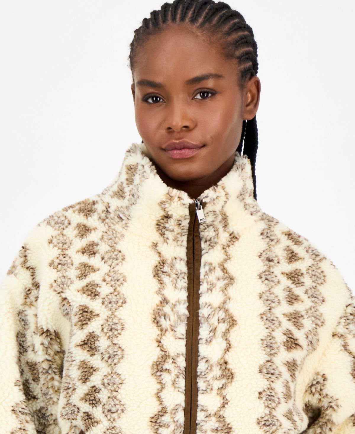 And Now This Women's Printed Faux-Sherpa Jacket, Macy's Exclusive