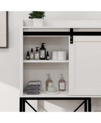 CASAINC 32.4"W MDF sliding barn door, side rack and adjustable shelves over-the-sink storage cabinet