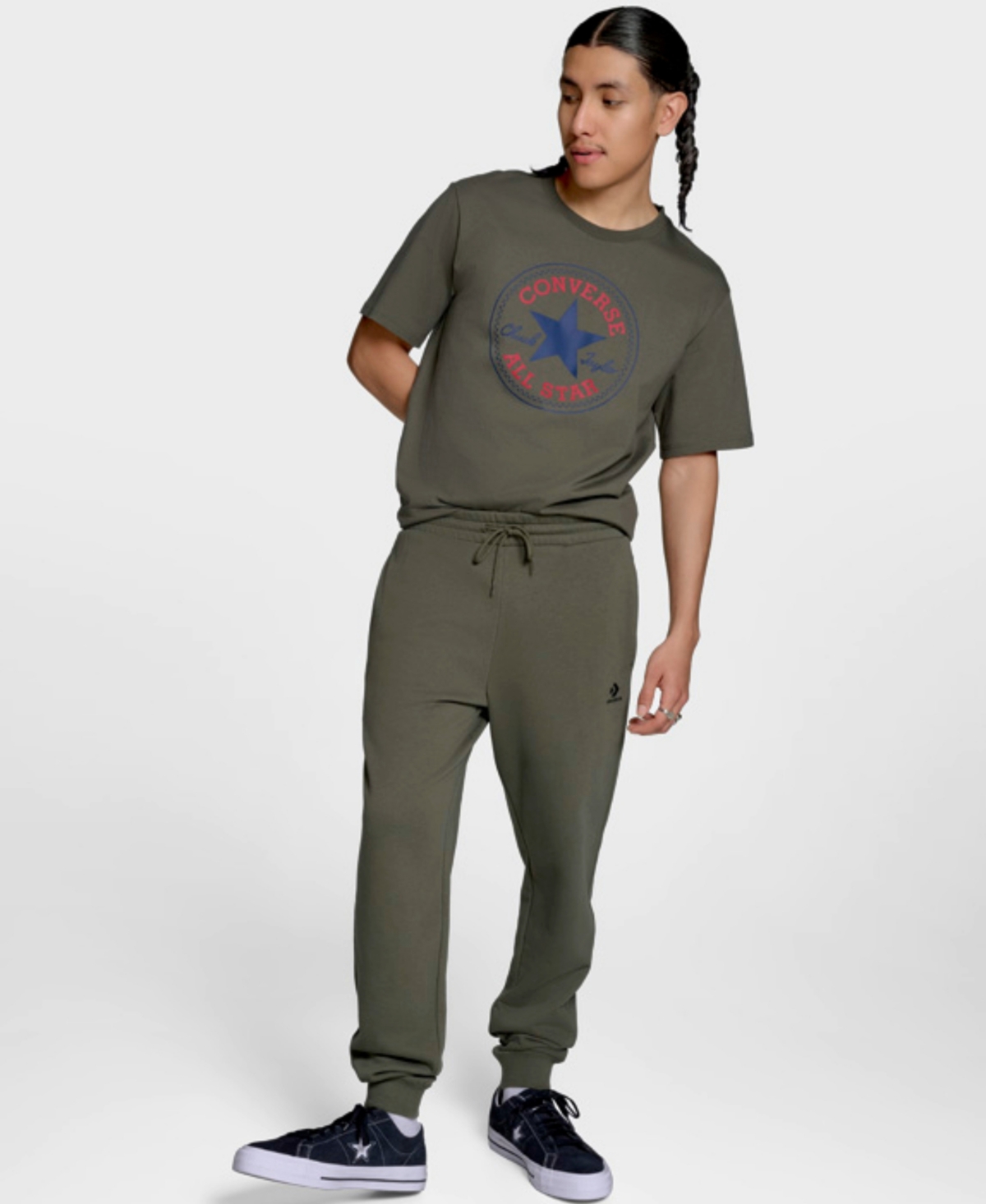 Converse Men's Standard Fit Star Chevron Joggers In Green