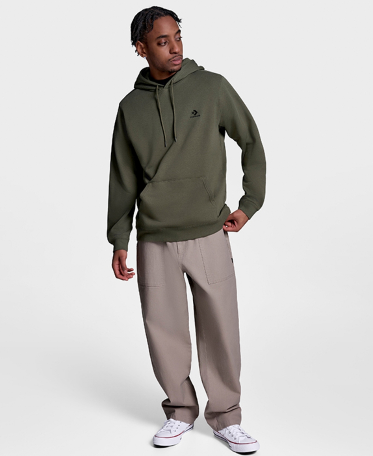Converse Men's Standard Fit Long Sleeve Sweatshirt In Gray