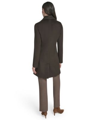 Womens Single-Breasted Wool Blend Coat