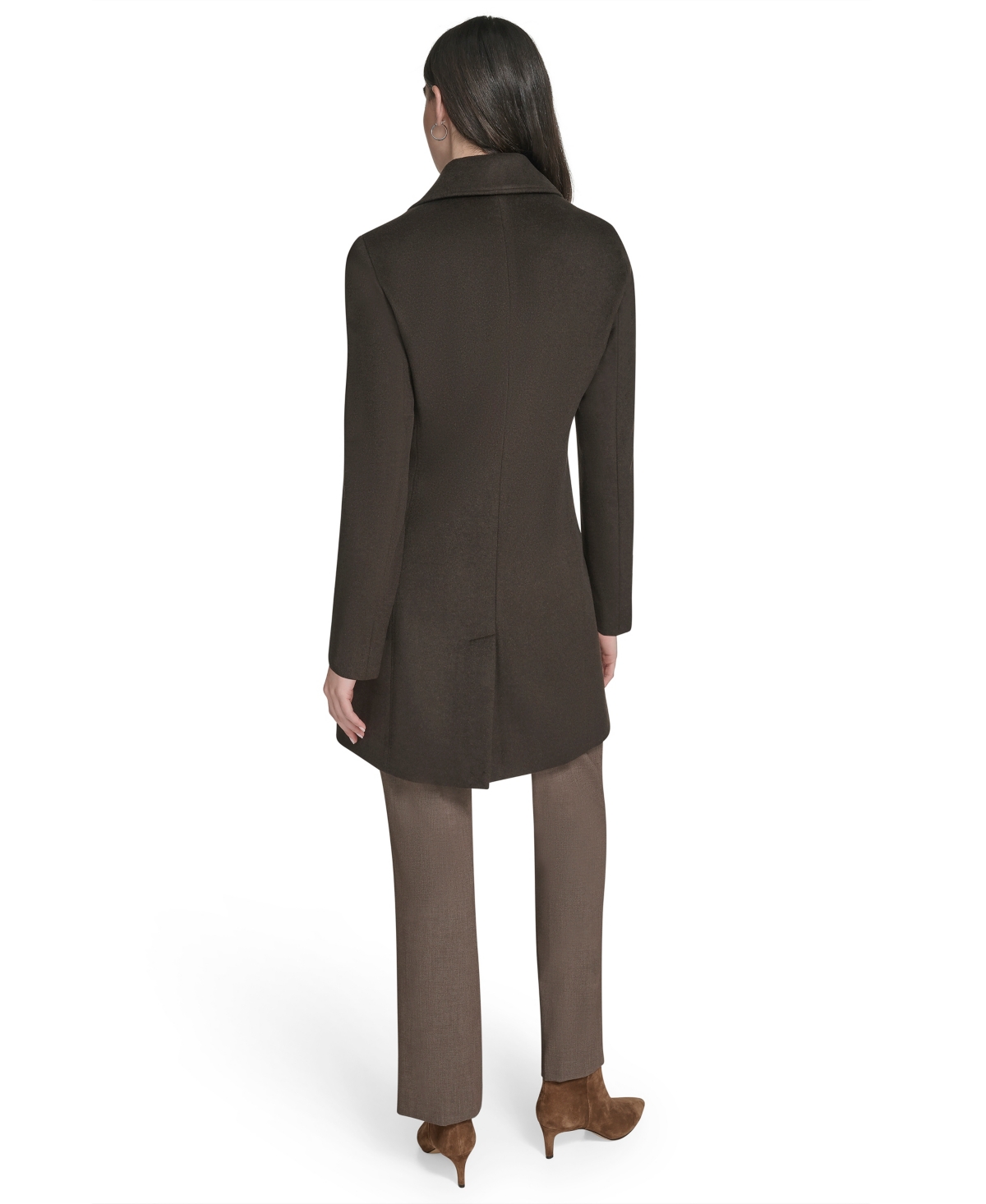 Calvin Klein Womens Single-breasted Wool Blend Coat In Black