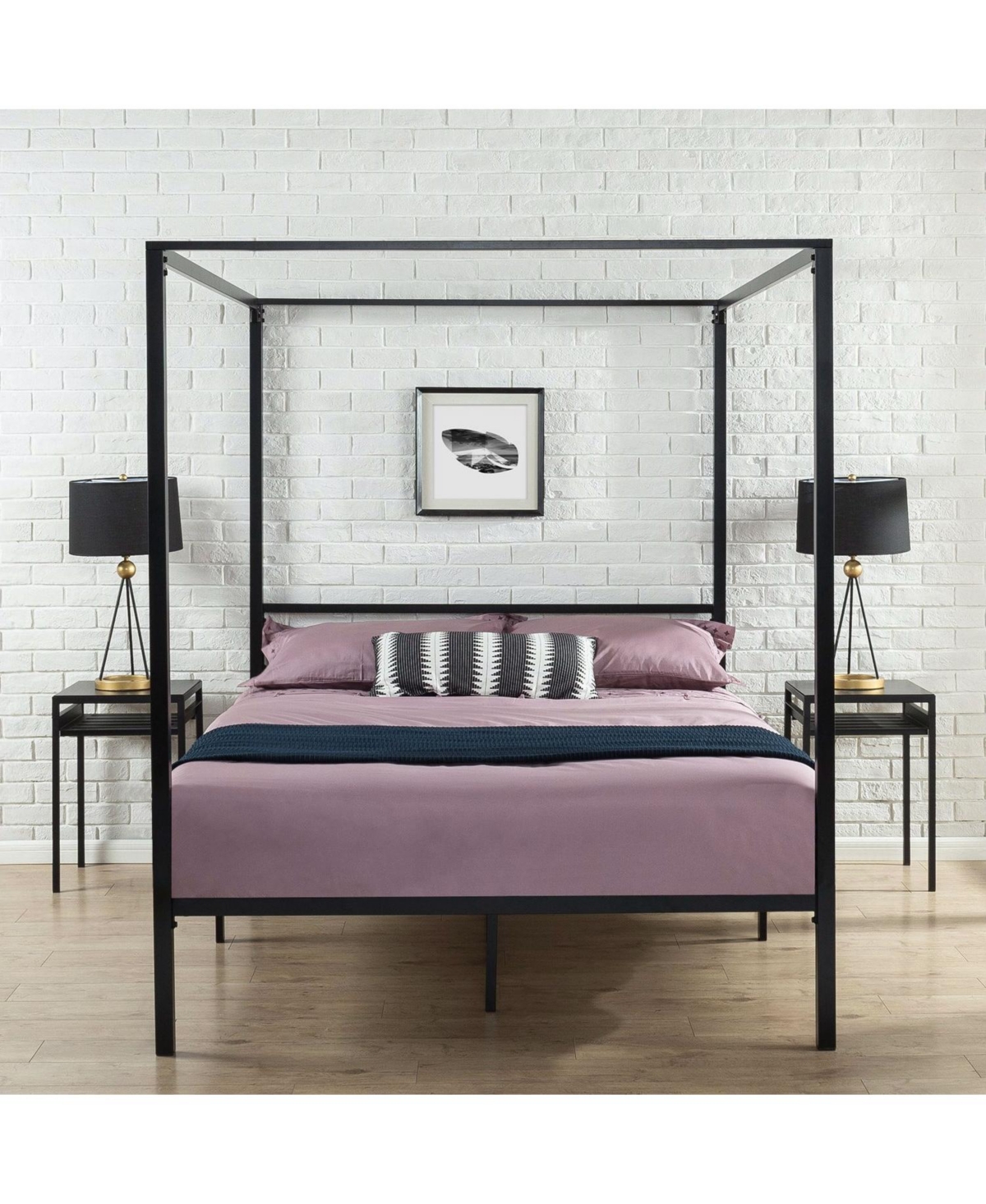 Slickblue Modern Metal Canopy Bed Frame with Clean Lines for Contemporary Bedrooms