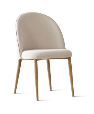 35 Inch Round Oak Veneer Dining Table Set with 2 Upholstered Chairs, Small Space Kitchen & Apartment Dining Room Furniture-Maison Boucle