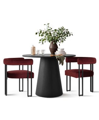 3-Piece 35 Inch Round Dining Table Set with 2 Velvet Chairs, Space-Saving Kitchen and Dining Room Furniture for Small Spaces-Maison Boucle