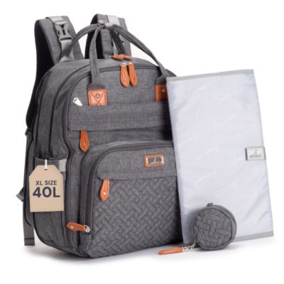 Kids Diaper Bag Backpack Stylish 26L Hands Free Bag with Changing Pad, Stroller Straps & Water-Resistant