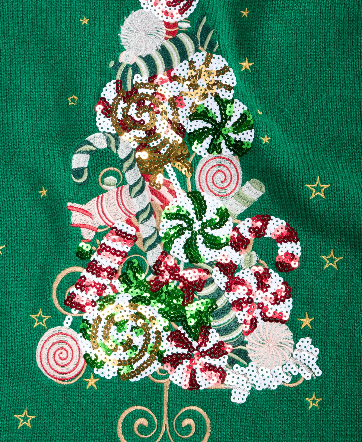 Holiday Lane Plus Size Candy-tree Crewneck Sweater In Green