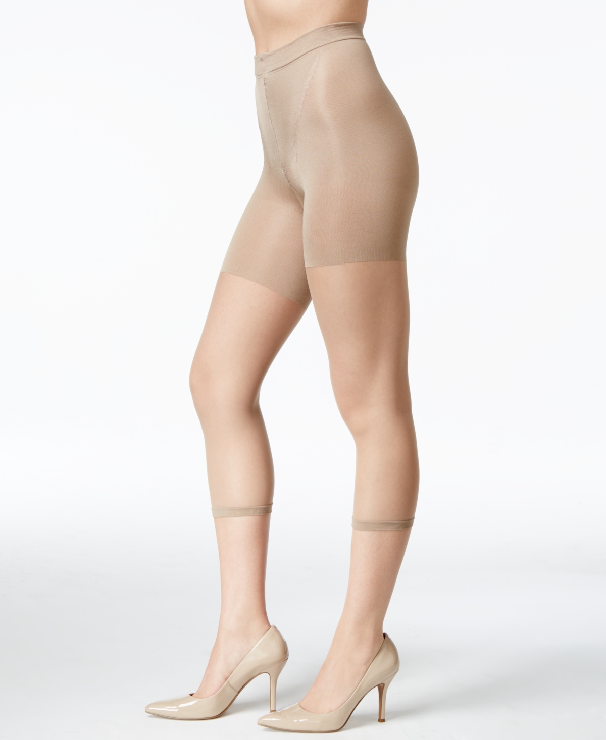 Women's Super Footless Tummy Control Power Capri, also available in extended sizes - Nude