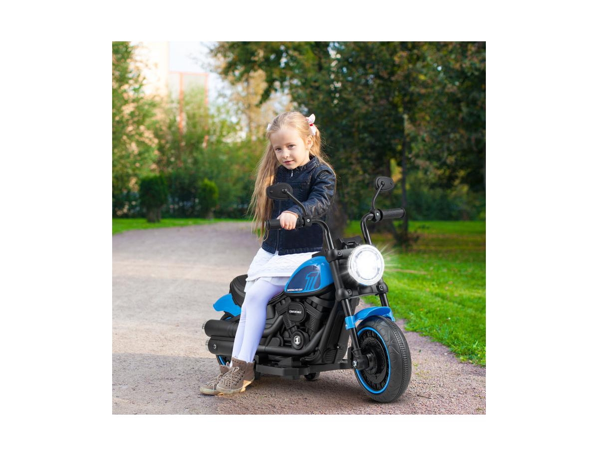 Akiudex 6V Kids Ride-On Motorcycle with Training Wheels and Music