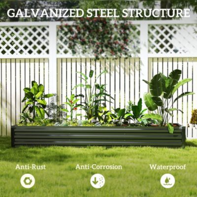 8x2x1ft Galvanized Raised Garden Bed Large Elevated Planter Box for Outdoor Gardening