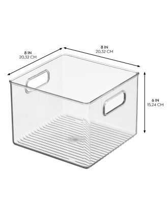 Plastic Fridge Bins with Handles, 4 Pack, Clear, Made in USA