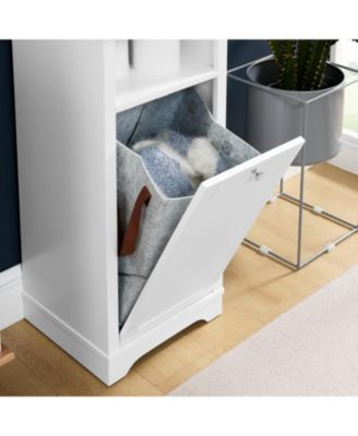 64 Inch Tall Storage Cabinet with Laundry Hamper, 4 Adjustable Shelves & Hidden Space for Bathroom, Home - White