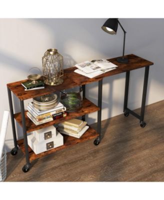 Patented 360 Free Rotating Sofa Side Table with Storage Shelves and Casters