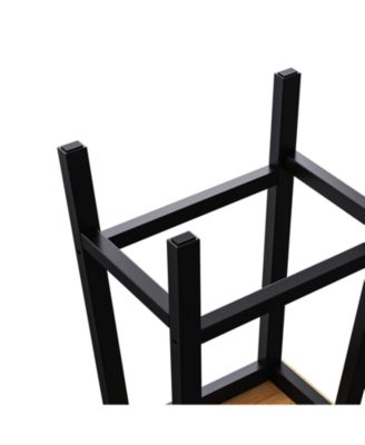 Solid Wood Bar Stools, Set of 2, 25.6" High with Footrests, Farmhouse Style Kitchen Counter Height Chairs