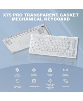 X75 PRO 82 Key Wireless Hot Swappable Mechanical Gaming Keyboard with Transparent Keycaps,Gasket Mount,BT5.0/2.4G/USB-C for Windows/Mac