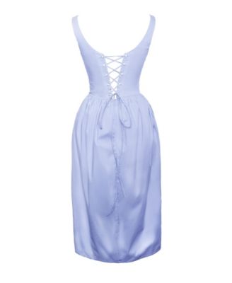 Women Reina Blue Drop Waist Corset Midi Dress