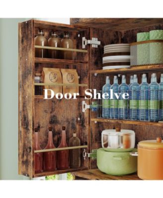 Kitchen Pantry Cabinet 72" Height, with Drawer, Rack, Vintage Brown