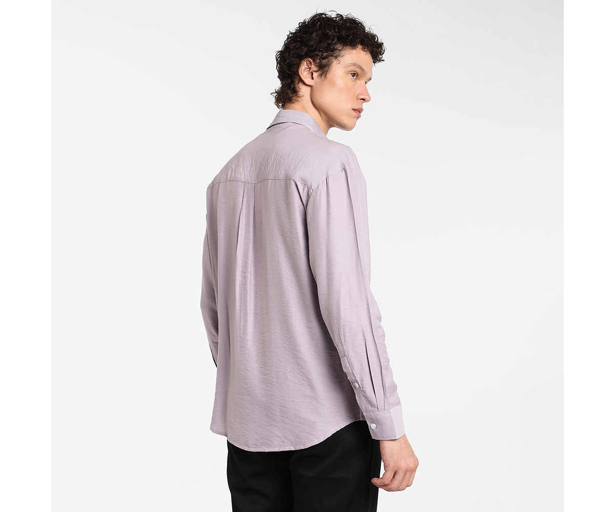Campus Sutra Men's Lilac Breezy Wrinked Shirt