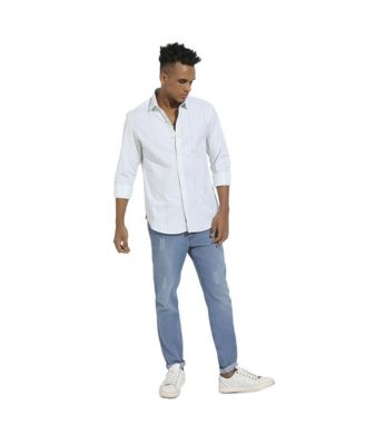 Men's White Heathered Pinstriped Shirt