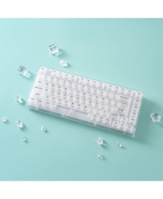 X75 82 Key Hot Swappable Mechanical Keyboard with Transparent Keycaps, 75% Layout Gasket Mount RGB Backlit Crystal White Switch, Wired