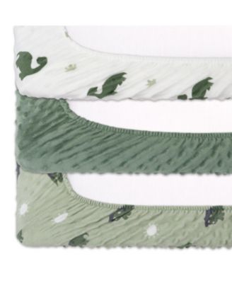 Changing Pad Cover for Baby Boys, Green Dino Minky