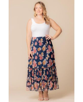 Plus Size Isla Tiered Mesh Maxi Skirt