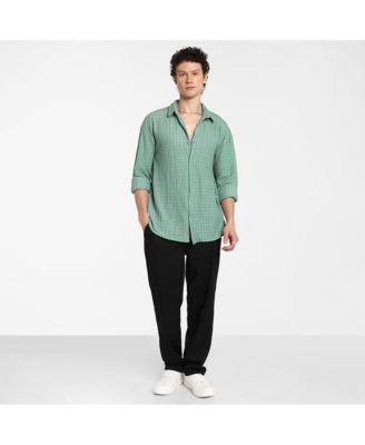 Men's Sea Green Hollow Knit Oversized Shirt