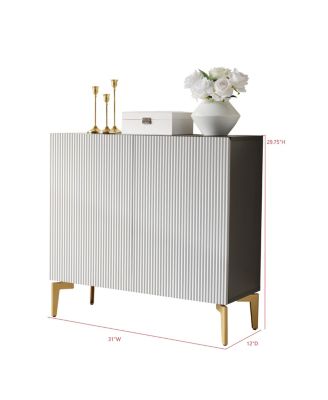 Arvo Modern Console Table – Textured Front with Black Frame & Gold Legs, Sculptural Entryway Sofa Storage Sideboard