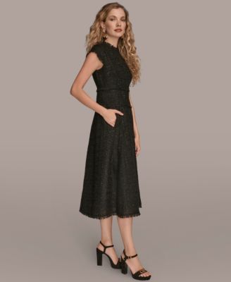 Women's&nbsp;Tweed Cap Sleeve A-Line Midi Dress