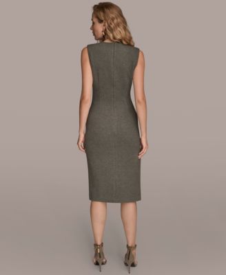 Women's&nbsp;Sleeveless Faux Wrap Midi Sheath Dress