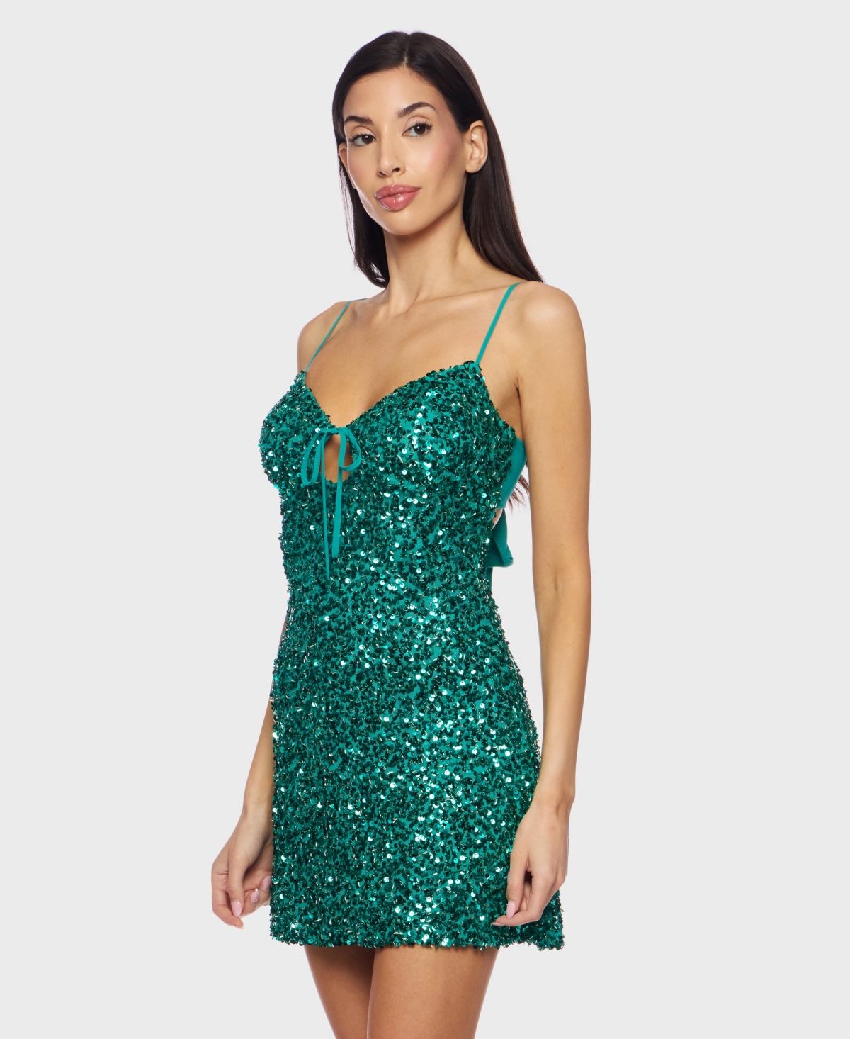 Alex & Sophia Juniors' Sequined V-Neck Short Dress