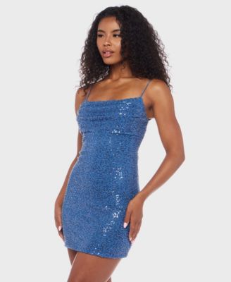 Juniors' Strappy Low Back Straight Neck Dress