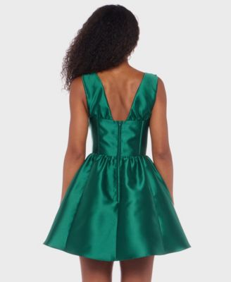 Juniors' Wide Strap V-Neck Party Dress