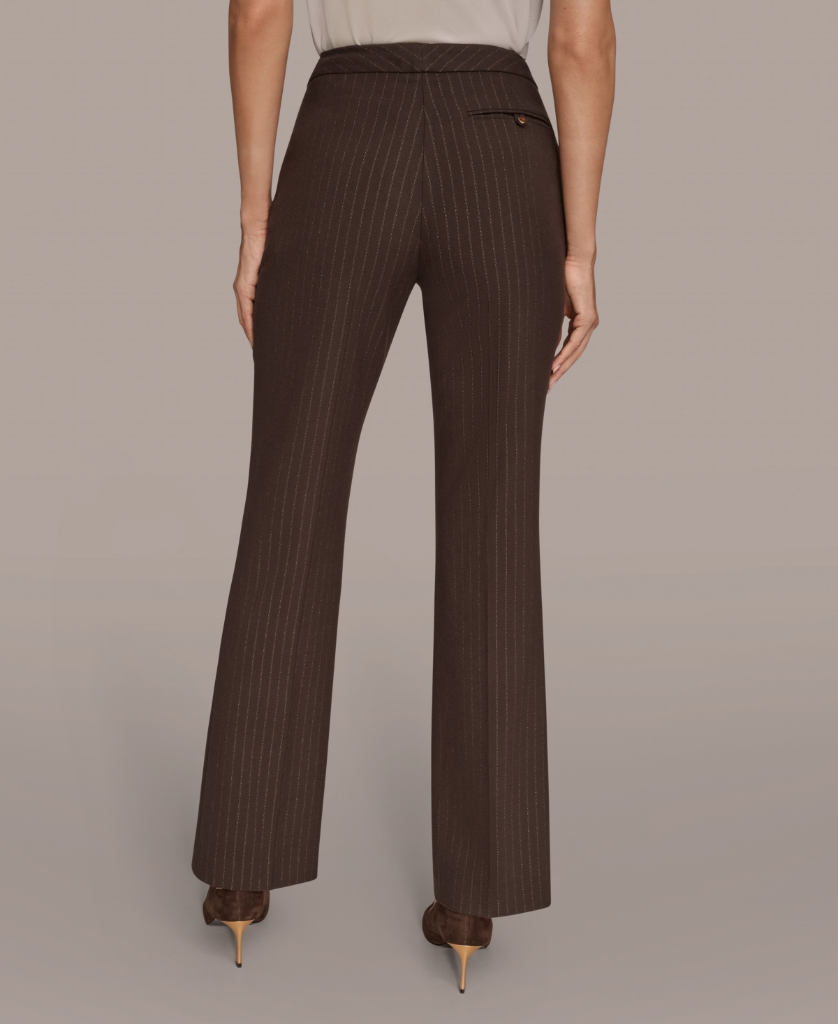 Donna Karan New York Metallic Stripe Straight Leg Pants In Burgundy