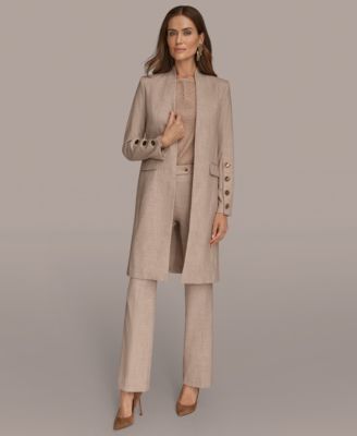 Women's Petite Four-Button Long Blazer Coat