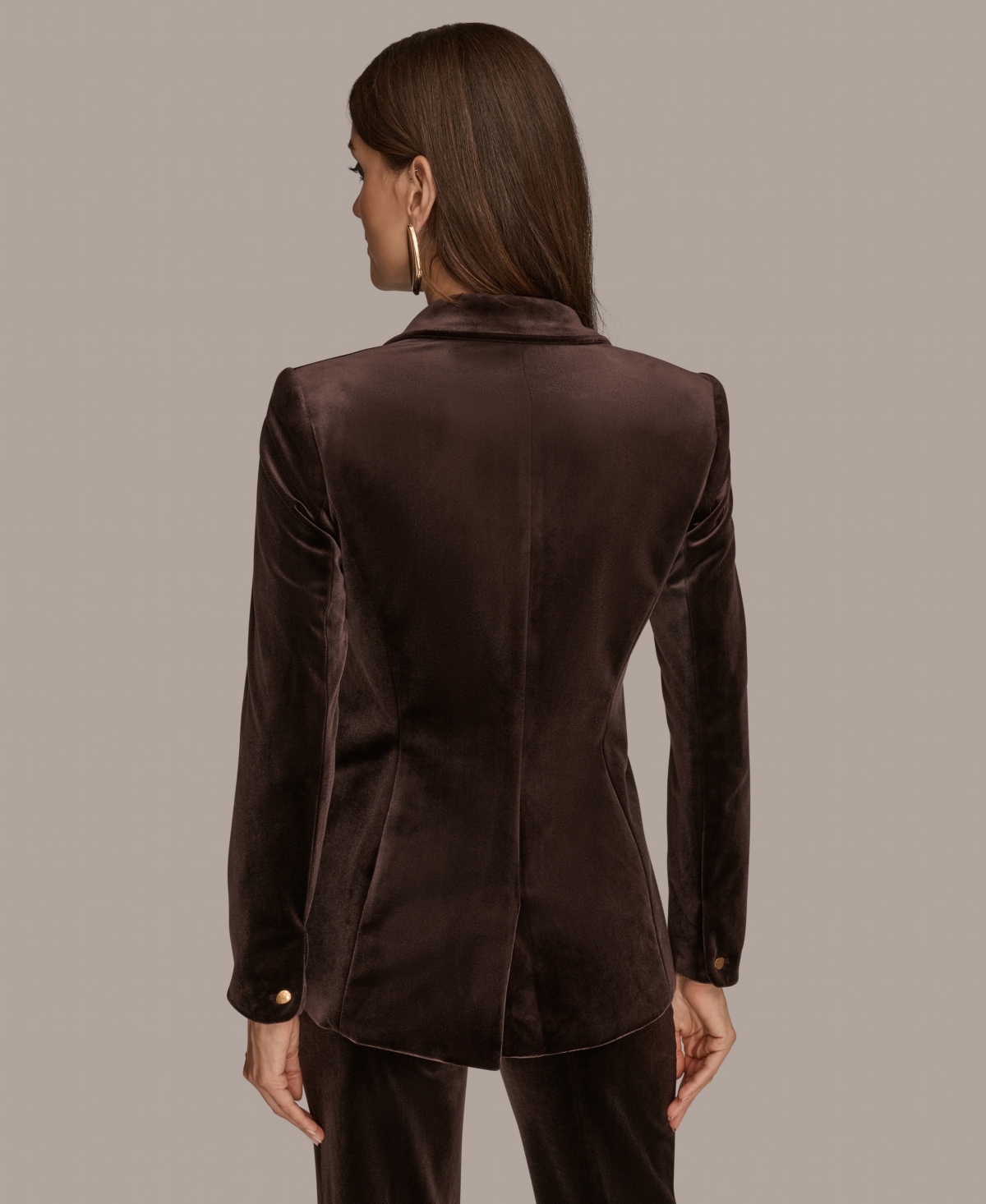 Donna Karan New York One-button Velvet Jacket In Brown