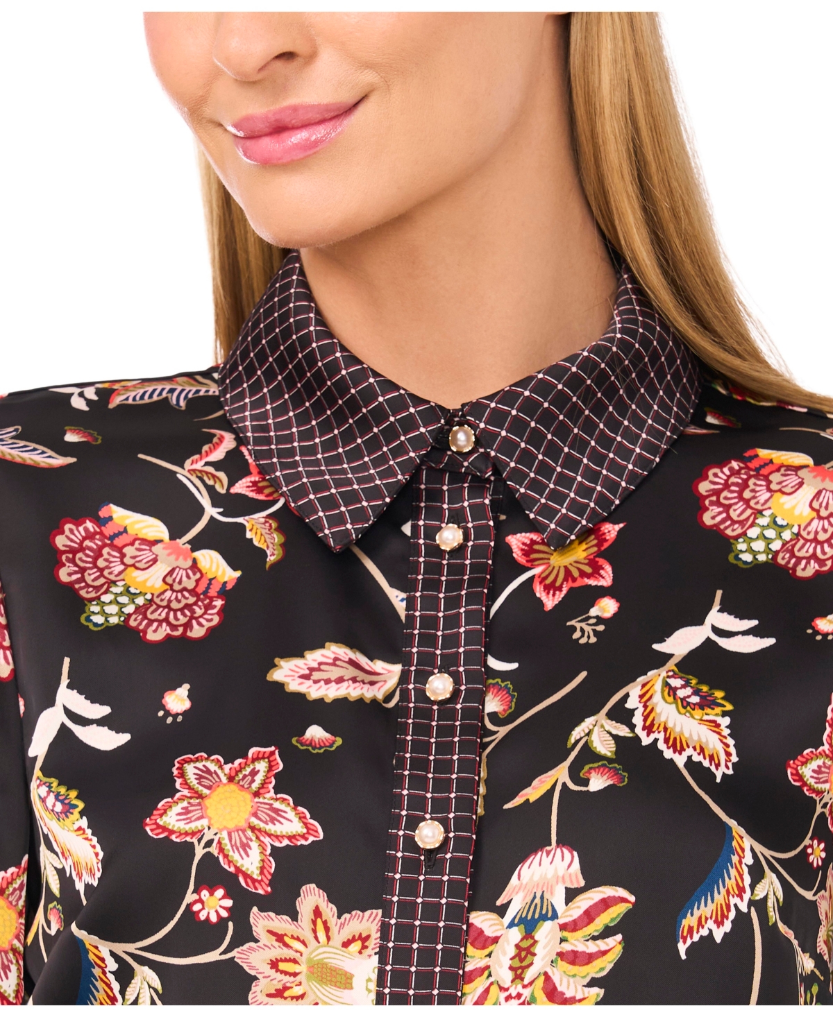 Cece Relaxed Button Down Shirt In Black